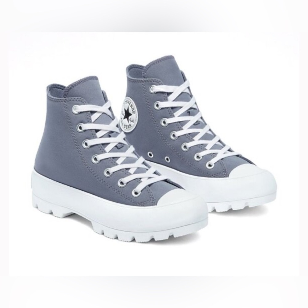 Converse Chuck Taylor Lugged High Top Sneakers in Gray and White